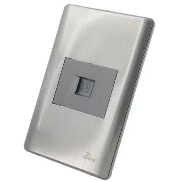 TOMA PARA TELEFONO MOD.CURVO SERIE METALLO COLOR ACERO INOXIDABLE REF. INT-06.05 MARCA BARI