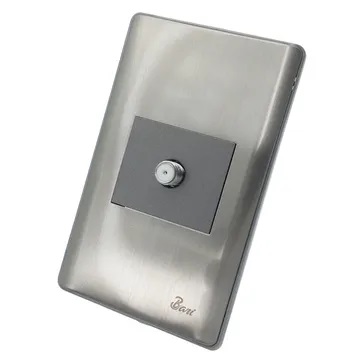 TOMA PARA TV SERIE MOD.CURVO METALLO COLOR ACERO INOXIDABLE REF. INT-06.06 MARCA BARI