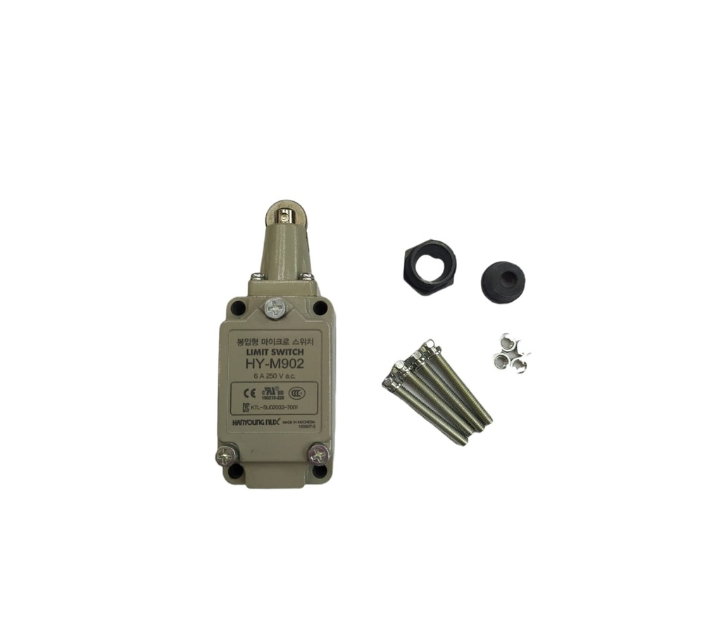 INTERRUPTOR FINAL DE CARRERA MET. PIVOTE C/ROLDANA IP67 6 A 250 V REF. 22946 / HY-M902 HANYOUNG NUX