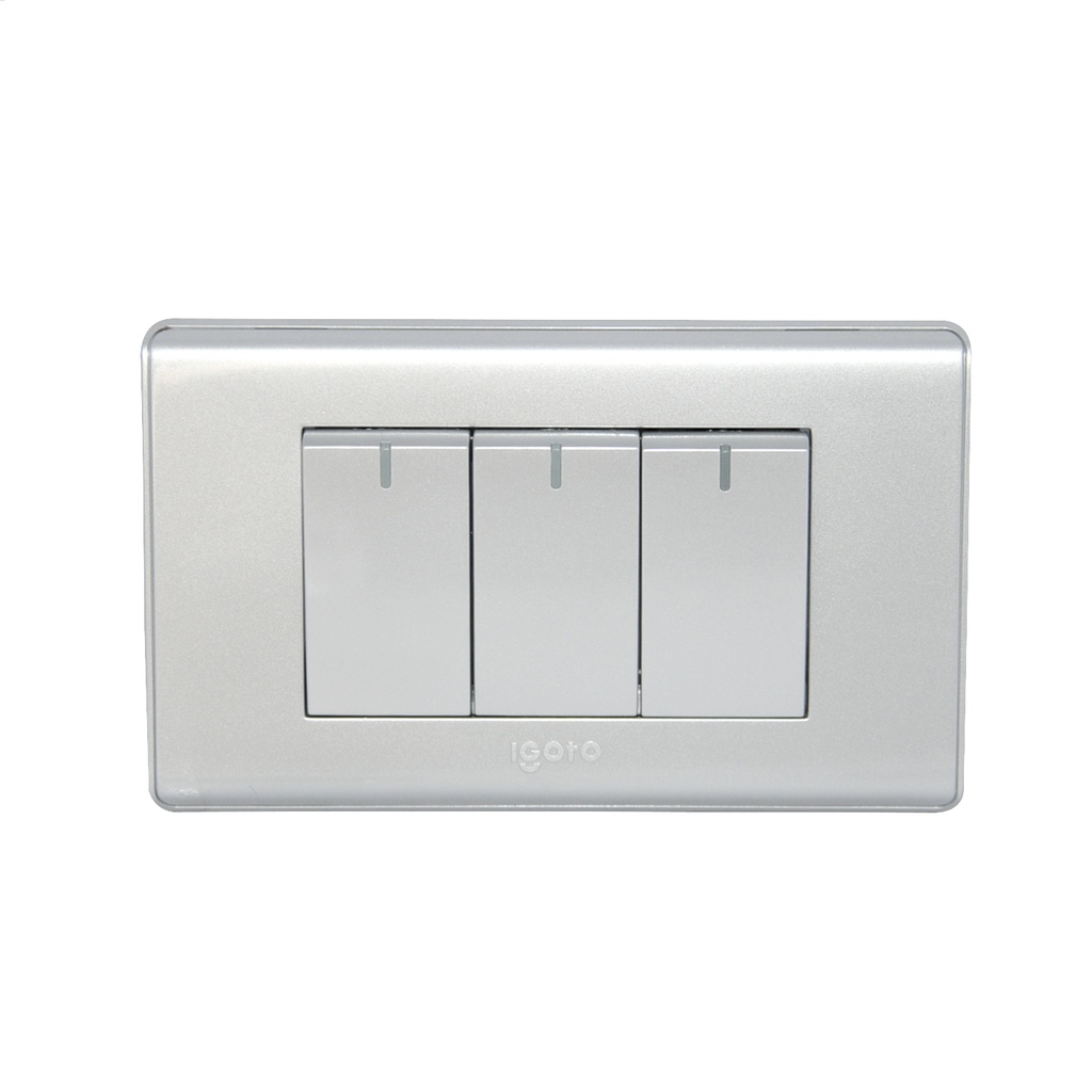 INTERRUPTOR TRIPLE COLOR PLATEADO REF. A2032-S MARCA IGOTO