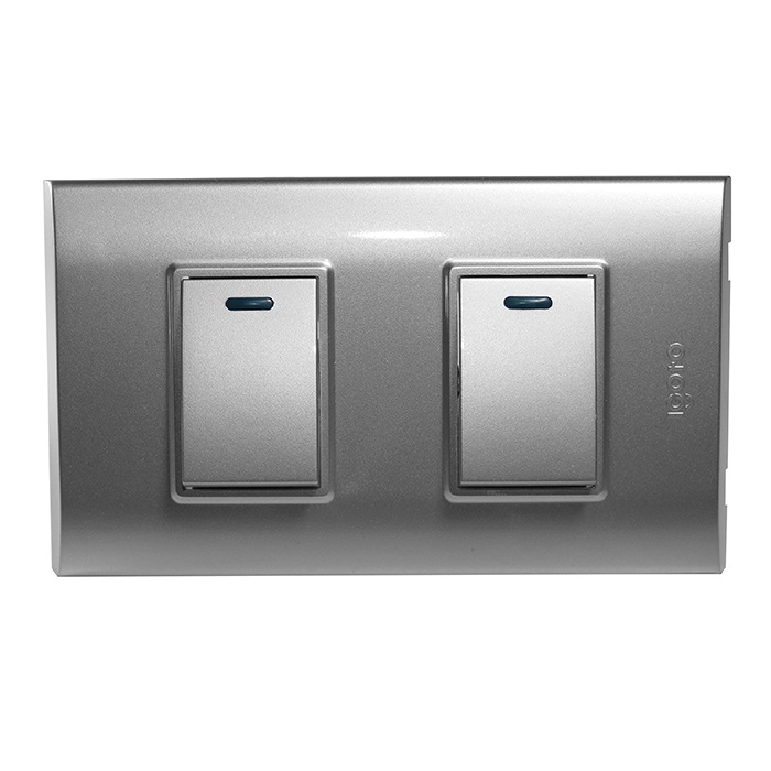 INTERRUPTOR DOBLE COLOR PLATEADO REF. B514S-S MARCA IGOTO