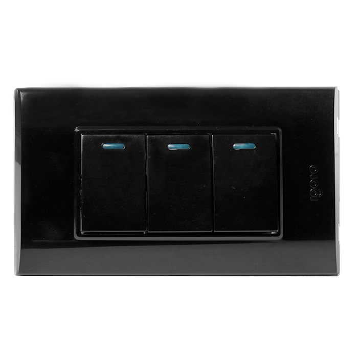 INTERRUPTOR TRIPLE COLOR NEGRO REF. B516-B MARCA IGOTO