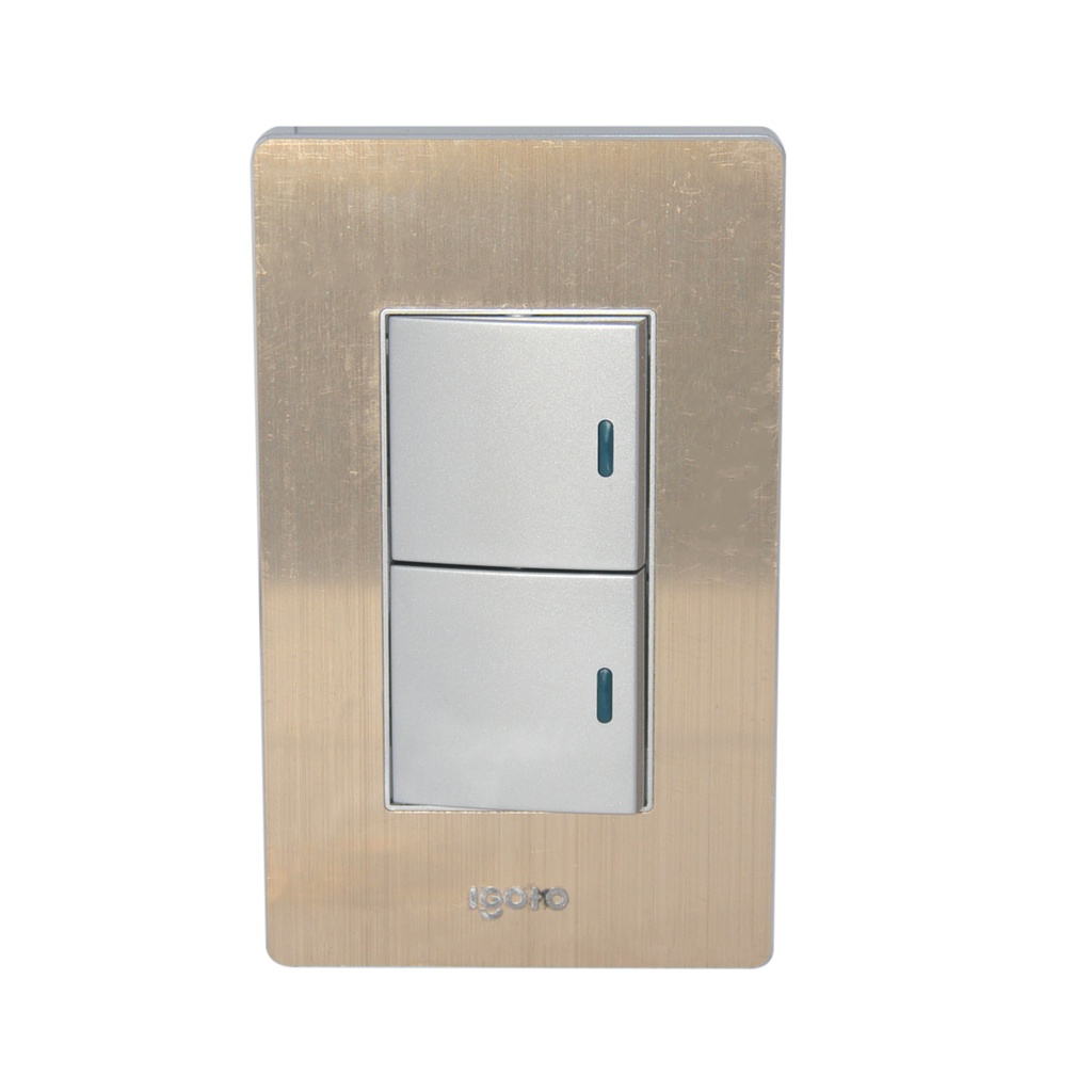 INTERRUPTOR DOBLE SENCILLO COLOR BRONCE REF. X514 MARCA IGOTO