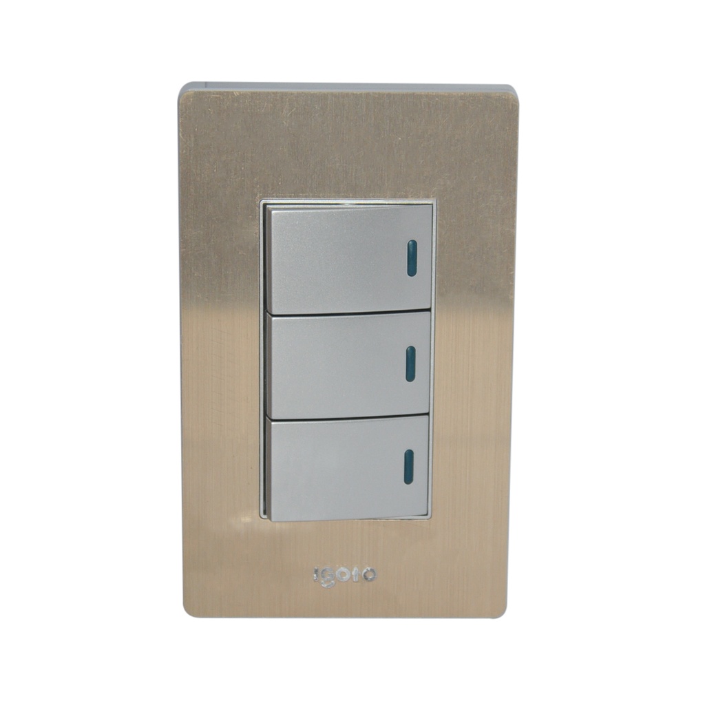 INTERRUPTOR TRIPLE COLOR BRONCE REF. X516 MARCA IGOTO