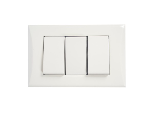 INTERRUPTOR TRIPLE BLANCO C/IND. ILUMINABLE REF. 490003 MARCA ILEC