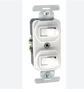 SWITCHE / INTERRUPTOR DOBLE MONOPOLAR AC 10 AMP COLOR BLANCO REF. KOB-104W MARCA KOBY