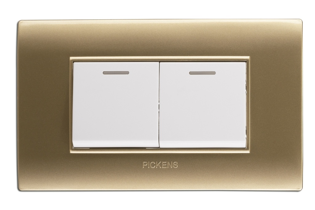 INTERRUPTOR DOBLE COLOR CHAMPAGNE/BLANCO MOD. 118K-02.3W-CHBL PICKENS
