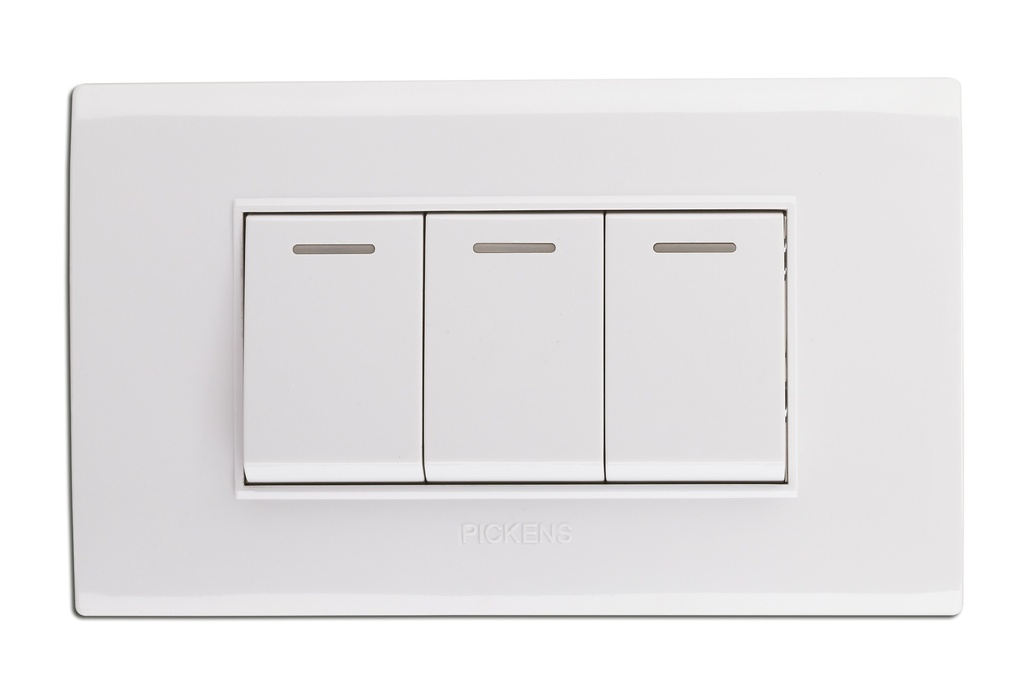 INTERRUPTOR TRIPLE COLOR BLANCO REF. BL-118K-03 MARCA PICKENS