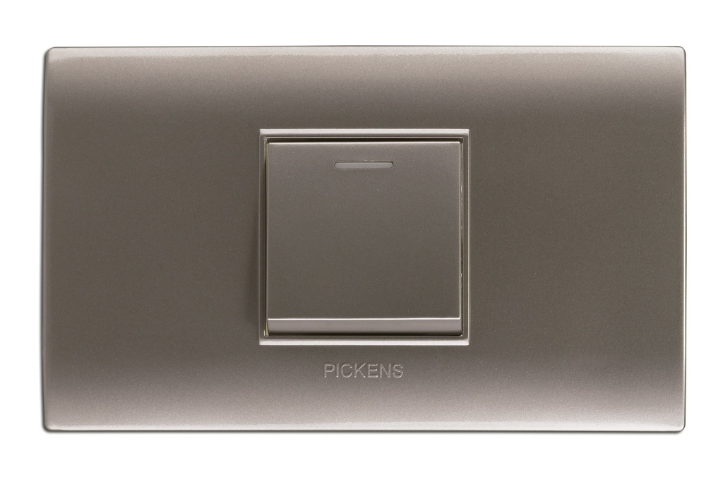 INTERRUPTOR SENCILLO COLOR PLATA REF. PL-118K-01 MARCA PICKENS
