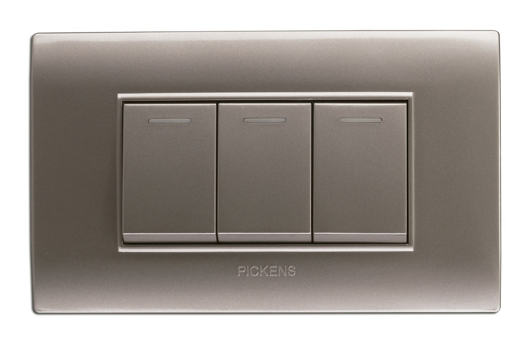 INTERRUPTOR TRIPLE COLOR PLATA REF. PL-118K-03 MARCA PICKENS