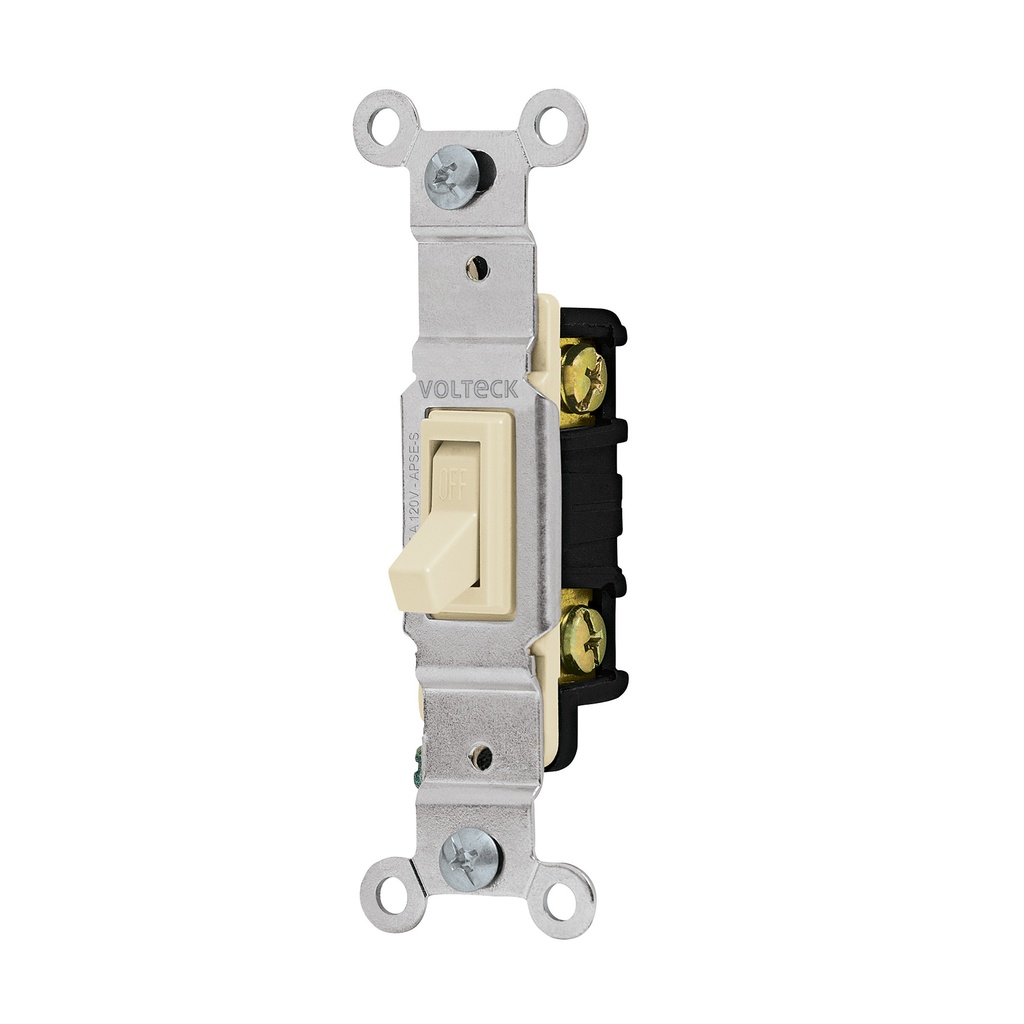 INTERRUPTOR VERTICAL SENCILLO PARA EMPOTRAR 15 A 120 V MOD.APSES COLOR BEIGE REF.46000 MARCA VOLTECK