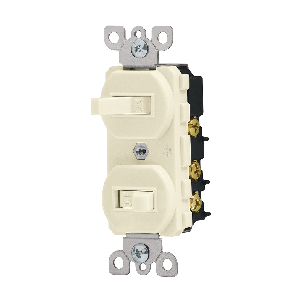 INTERRUPTOR DOBLE VERTICAL PARA EMPOTRAR 15 A 120 V MOD. COAP-S COLOR BEIGE REF. 46002 MARCA VOLTECK