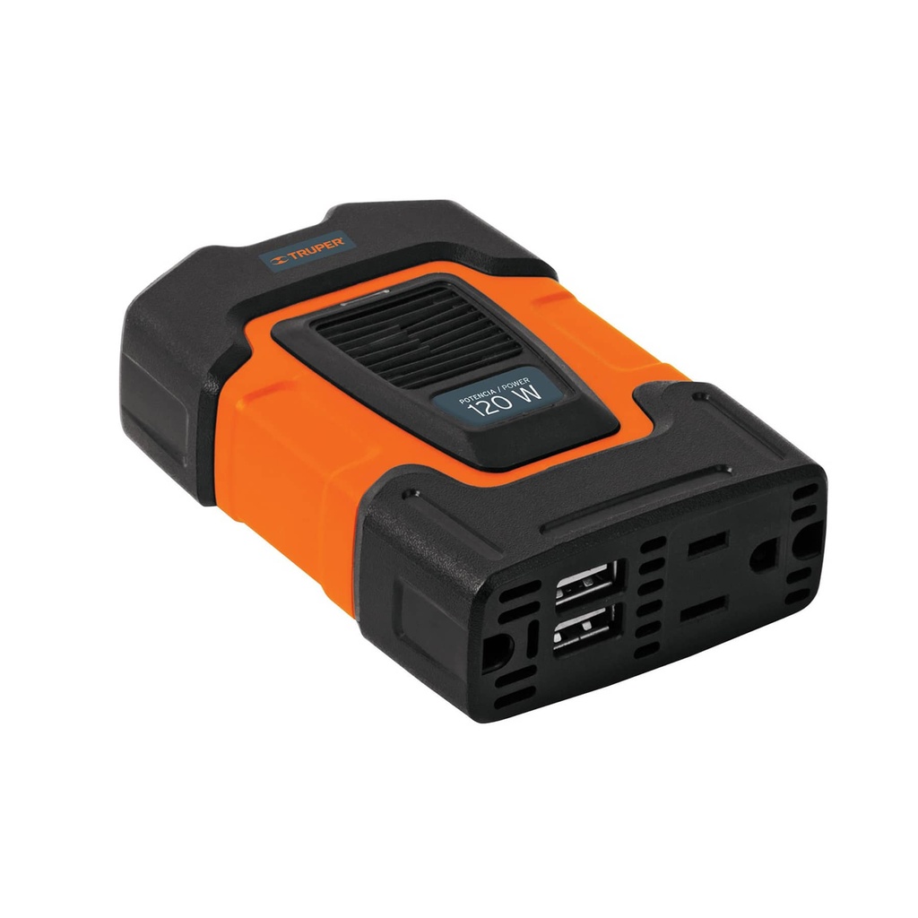 INVERSOR DE CORRIENTE C/USB A 3.1 AMP TOMA A 110 V 120W PARA VEHICULOS REF. 10447 MARCA TRUPER