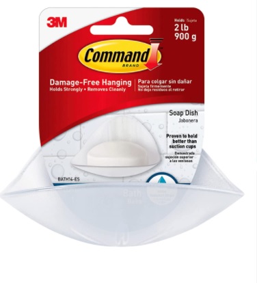 JABONERA DE ACRILICO PARA COLGAR CON CINTA DOBLE FAZ ( SUJETA 900 GRAMOS) COD. BATH14-ES MARCA 3M