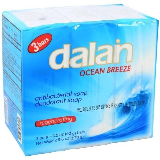 JABON TOCADOR ANTIBACTERIAL FRAGANCIA OCEAN BREEZE (THREE PACK) DE 115 GR REF. 502110 MARCA DALAN