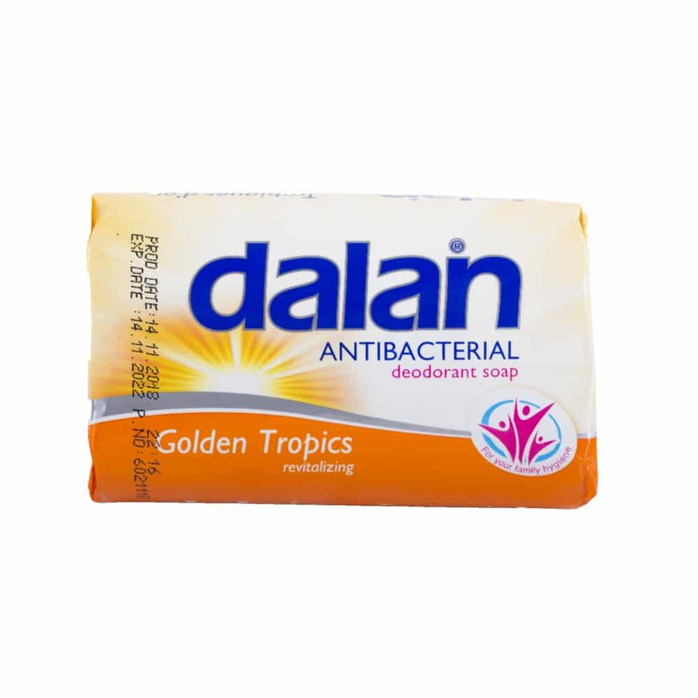 JABON TOCADOR ANTIBACTERIAL FRAGANCIA GOLDEN TROPICS DE 115 GR COD. 438005 REF. 505814 MARCA DALAN