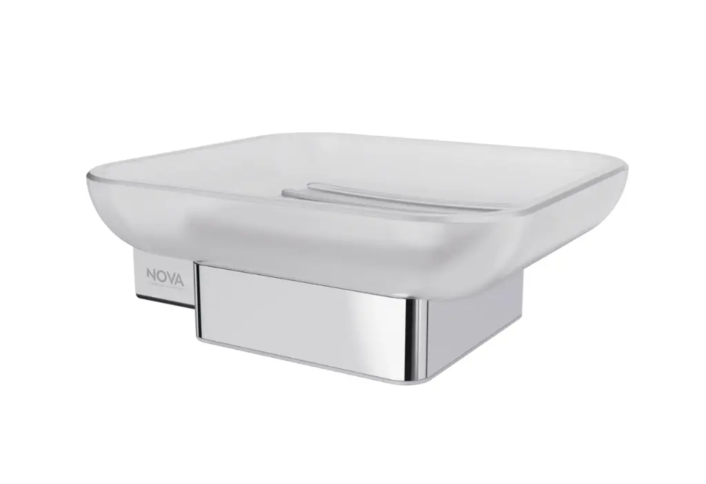 JABONERA GLASS LINE 10 CM X 10.3 CM SERIE GLASS LINE CHROME / CROMADO REF. NVACC0143 MARCA NOVA