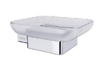 JABONERA GLASS LINE 10 CM X 10.3 CM SERIE GLASS LINE CHROME / CROMADO REF. NVACC0143 MARCA NOVA