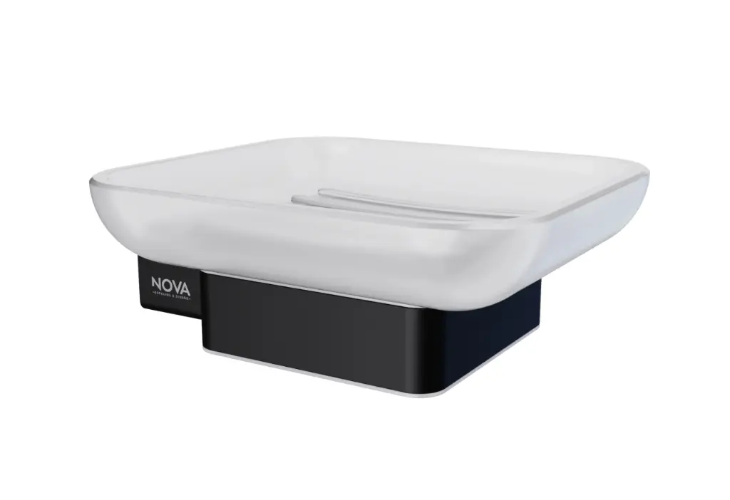 JABONERA DE LATON 10 CM X 10.3 CM SERIE LINE ACC NOIR / NEGRO MATE REF. NVACC1168 MARCA NOVA