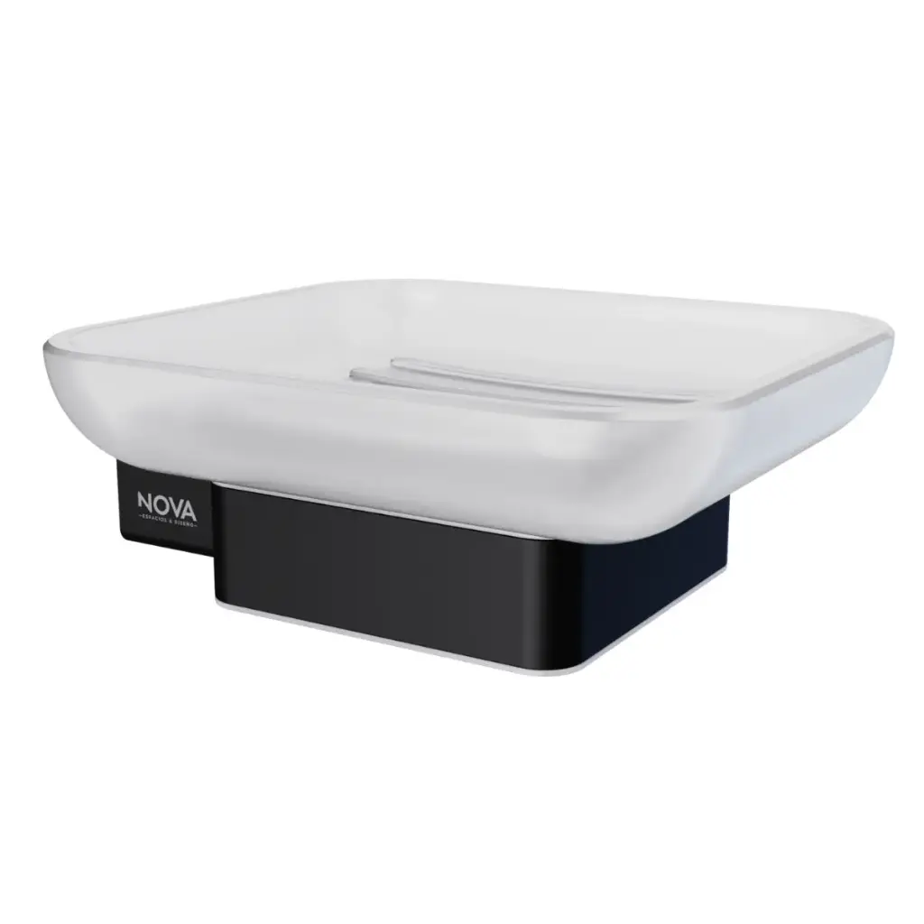 JABONERA DE LATON 10 CM X 10.3 CM SERIE LINE ACC NOIR / NEGRO MATE REF. NVACC1168 MARCA NOVA