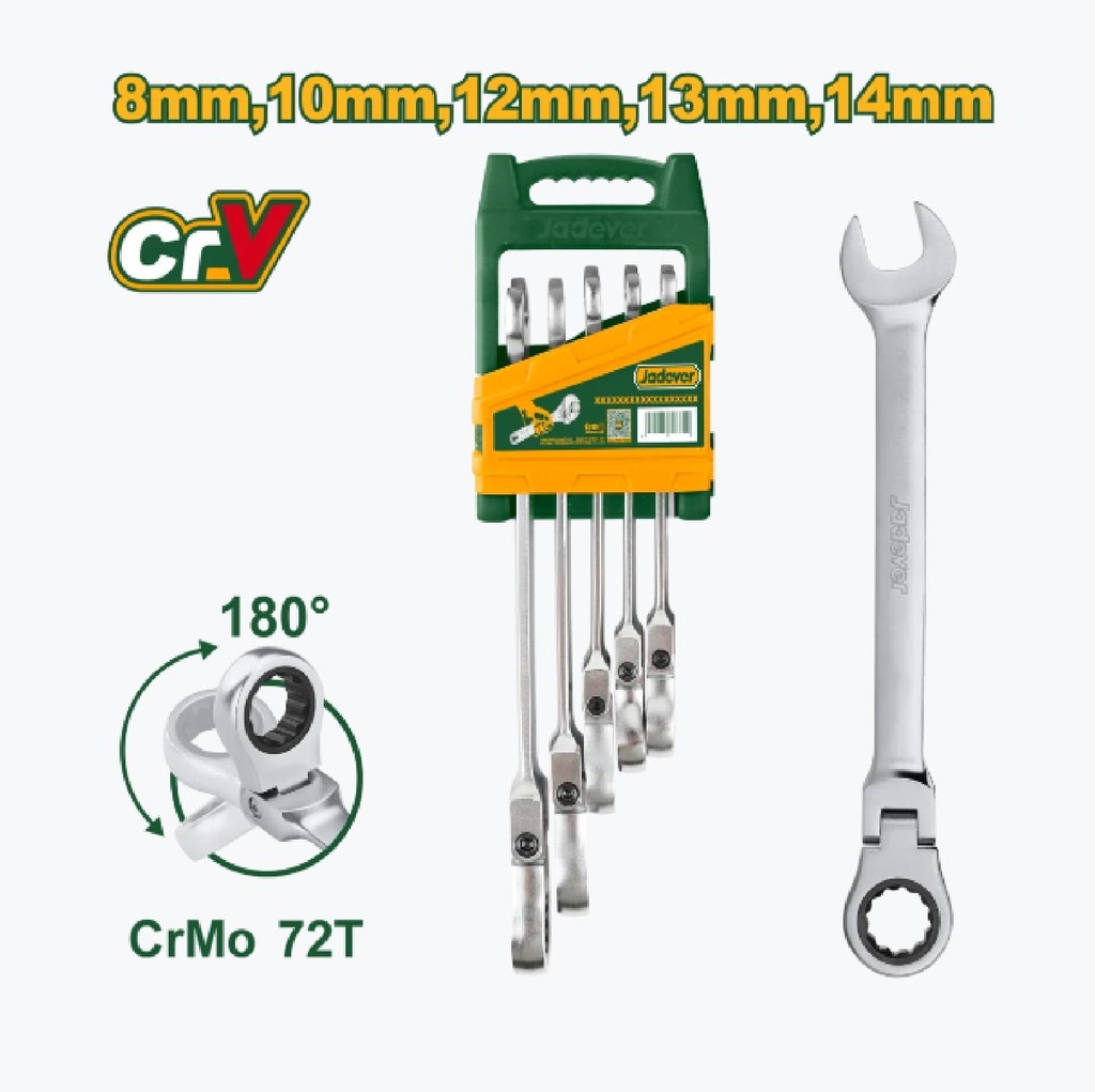 JUEGO DE LLAVE COMBINADA FLEXIBLES 5 PZAS 8 - 14 MM REF. JDSP5205 / 213167 MARCA JADEVER