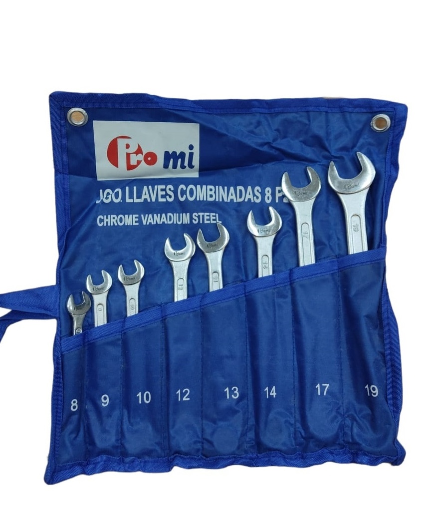 JUEGO DE LLAVE COMBINADA 8 PZAS 8 - 19 MM ( MILIMETRICA ) REF- 3000049 MARCA PROMI