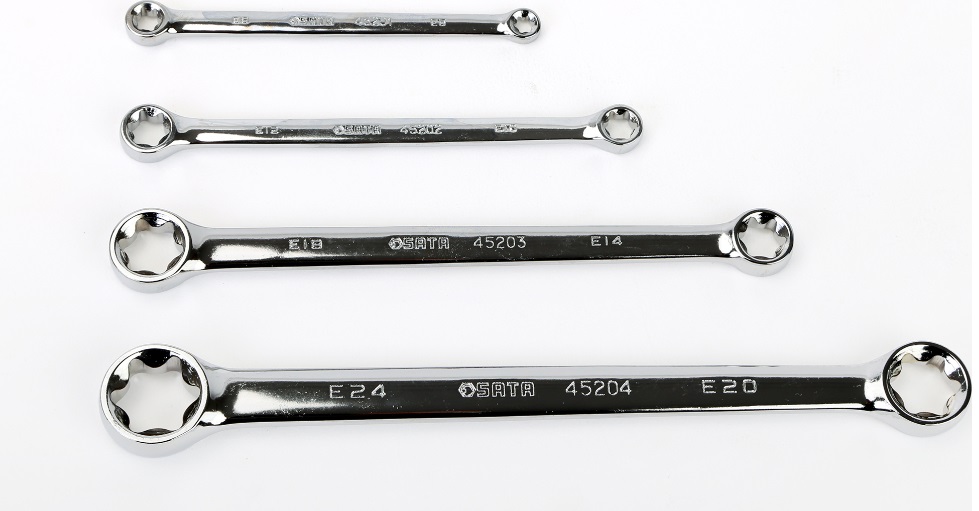 JUEGO DE LLAVE COMBINADA CROM. FIJA TORX 4 PIEZA E6xE8 - E10xE12 - E14xE18 - E20xE24 REF.09012 SATA