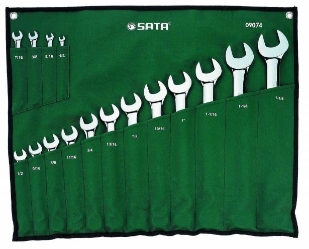 JUEGO DE LLAVE COMBINADA 16 PZAS 1/4" - 1.1/4" REF. ST09074SJ / 09074 / 322105 MARCA SATA