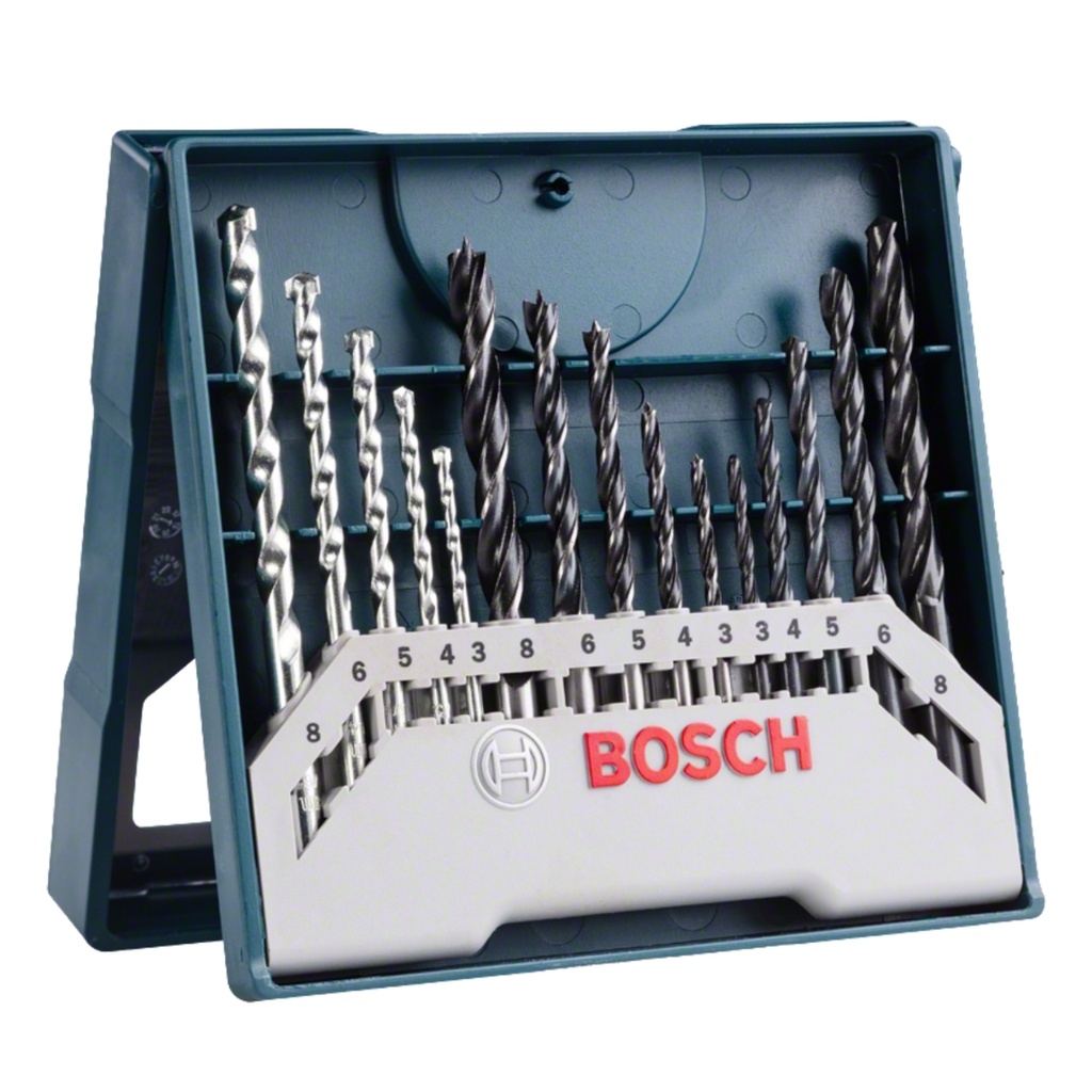 JUEGO DE BROCAS / MECHAS P/CONCRETO, METAL Y MADERA 15PZAS 3MM-8MM REF.2607017504/870157 MARCA BOSCH