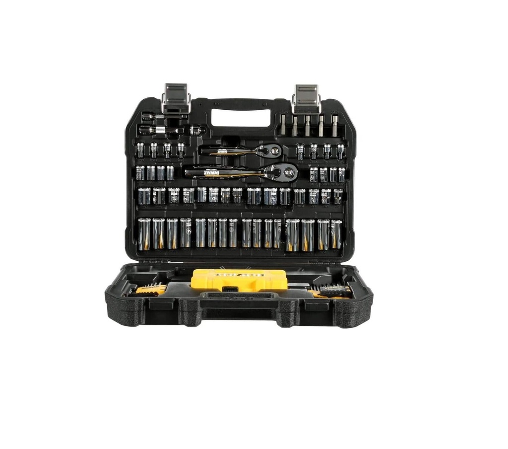 JUEGO HERRAMIENTA MECANICA Y AUTOCLET 108 PZA 1/4-3/8 SAE/ MM REF. DWMT73801 MARCA DEWALT