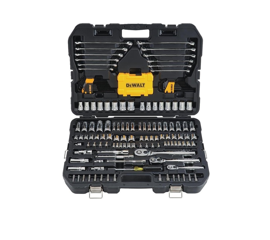 JUEGO HERRAMIENTA MECANICA Y AUTOCLET 168 PZA 3/8" 1/2" 1/4" DR SAE/ MM REF. DWMT73803 MARCA DEWALT