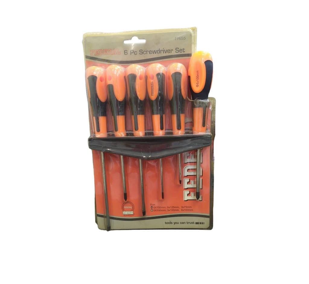 JUEGO DE DESTORNILLADORES 6 PZAS FLUORESCENTE REF. T9855 MARCA FEDERAL
