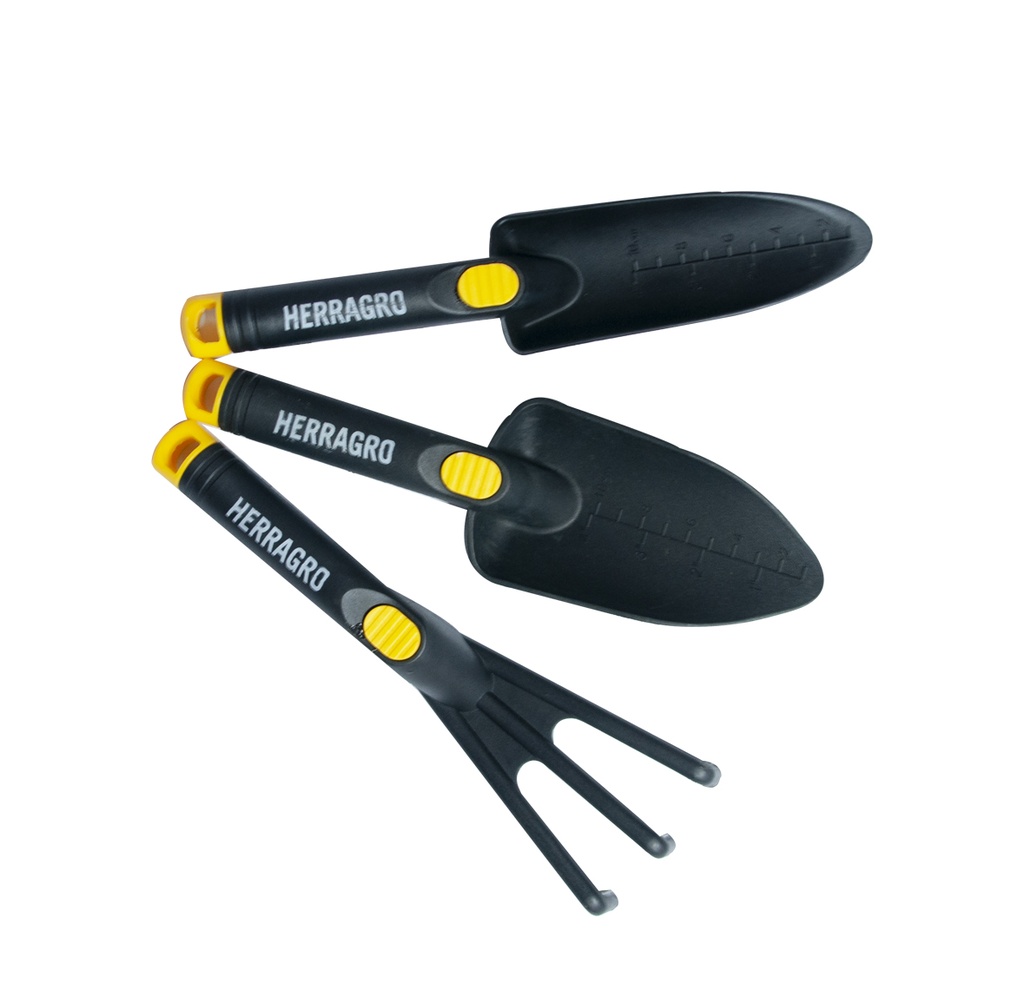 JUEGO DE HERRAMIENTAS PARA JARDINERIA MANGO DE PVC 3 PZAS REF. 43030000 COD. 008492 MARCA HERRAGRO