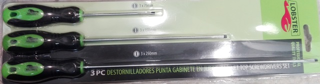 JUEGO DE DESTORNILLADORES 3 PZAS PLANO GABINETE REF. 139014 MARCA LOBSTER