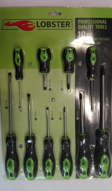 JUEGO DE DESTORNILLADORES PALA Y PHILLIPS 10 PZAS REF. 139147 MARCA LOBSTER
