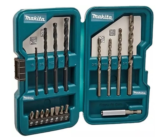 JUEGO / SET MULTIPLE DE MECHAS-BROCAS-PUNTAS 17 PZAS REF. D-45836 / 00004121 / 411325 MARCA MAKITA