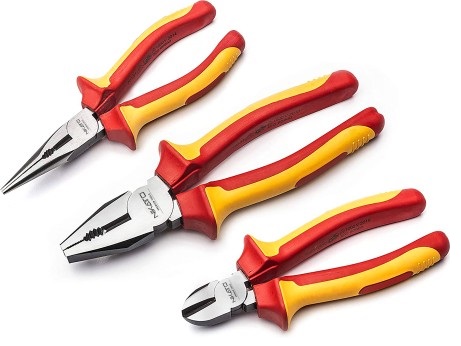 JUEGO DE ALICATE ELECTRICISTA 6"-7"-8" 3 PZAS DIELEC.1000V REF. NIK-100-11 MARCA NIKATTO