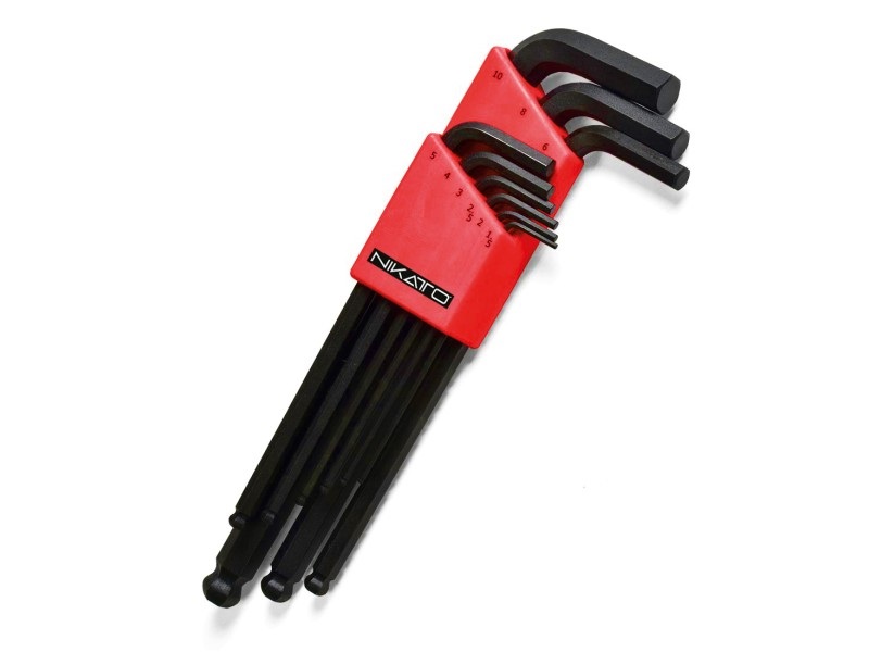 JUEGO DE LLAVE HEXAGONAL LARGA/BOLA 1/16-3/8" 9 PZAS REF. NIK-18-007 MARCA NIKATTO