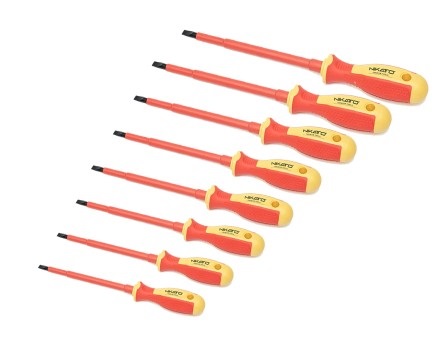 JUEGO DE DESTORNILLADOR AISLADOS 1000V 8 PZAS PALA/PHILLIPS REF. NIK-220-09 MARCA NIKATTO