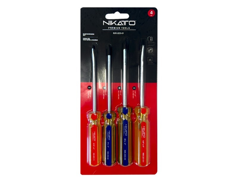 JUEGO DE DESTORNILLADOR 4 PZAS PALA/PHILLIPS REF. NIK-223-01 MARCA NIKATTO