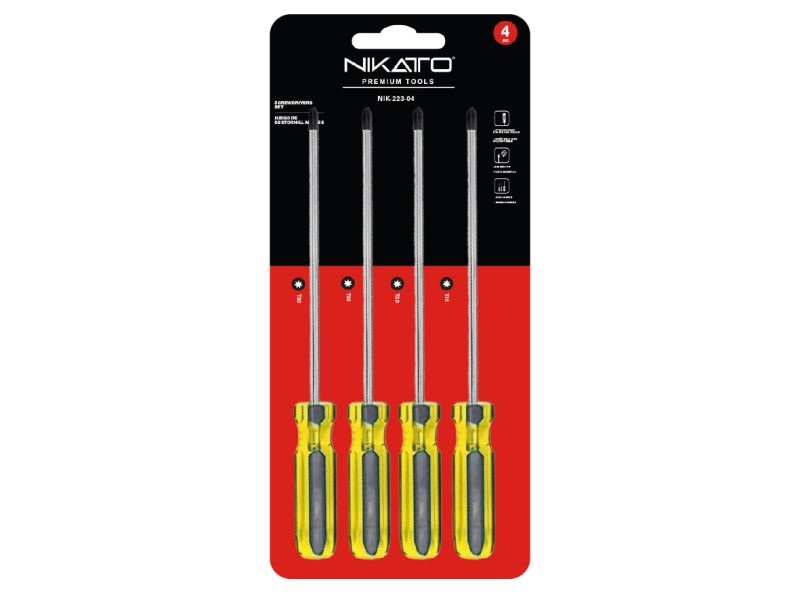 JUEGO DE DESTORNILLADOR 4 PZAS TORX REF. NIK-223-04 MARCA NIKATTO