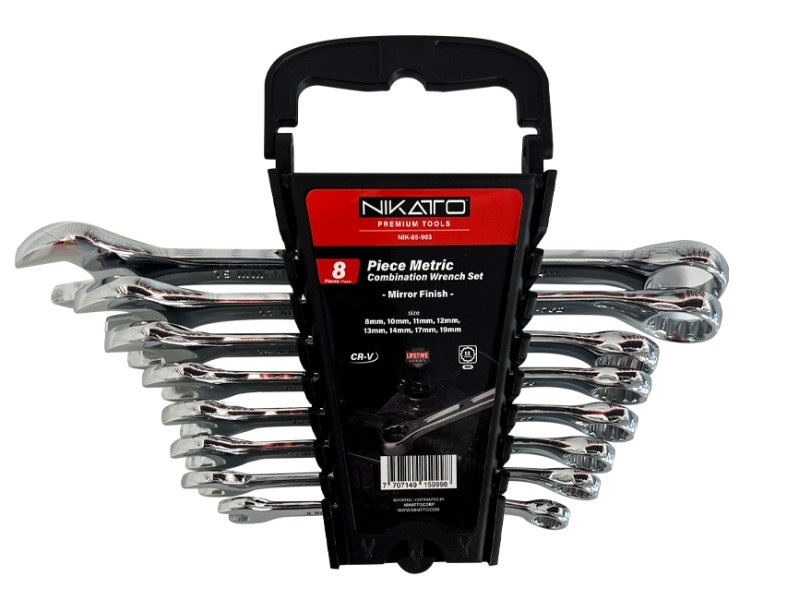 JUEGO DE LLAVE COMBINADA CROMADA 8 PZAS 8-19MM REF. 85-903 MARCA NIKATTO