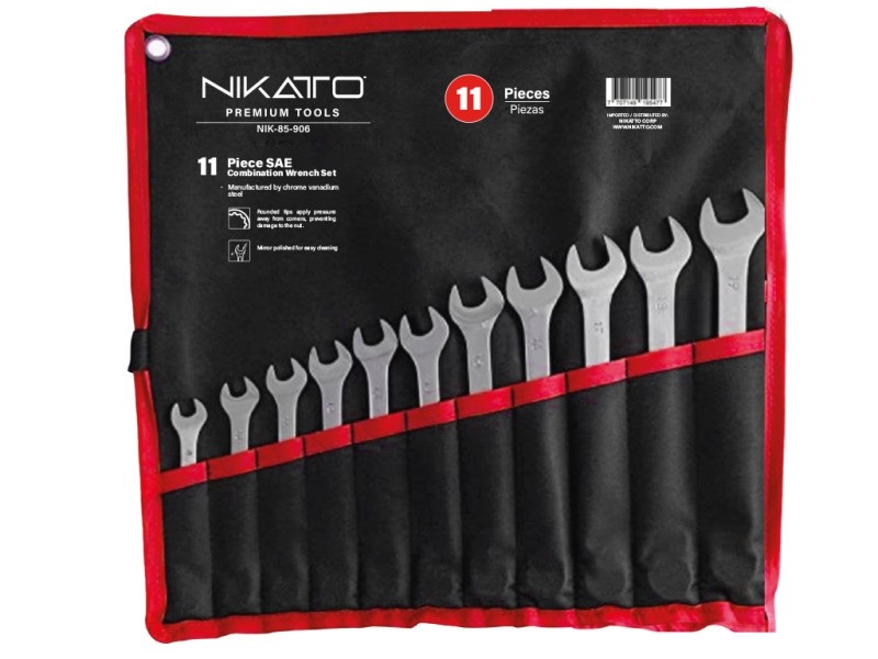 JUEGO DE LLAVE COMBINADA CROMADA 11 PZAS 3/8"-1" REF. NIK-85-906 MARCA NIKATTO