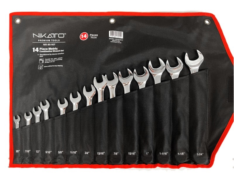 JUEGO DE LLAVE COMBINADA CROMADA 14 PZAS 3/8"-1/4" REF. NIK-85-907 MARCA NIKATTO