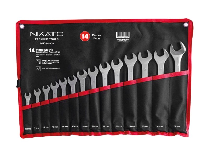 LLAVE COMBINADA CROMADA 14 PZAS 7-24MM REF. NIK-85-909 MARCA NIKATTO