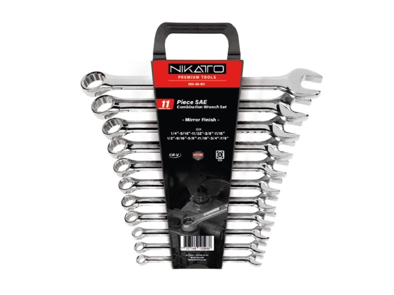 LLAVE COMBINADA CROMADA 11 PZAS 1/4"-7/8 REF. NIK-85-911 MARCA NIKATTO