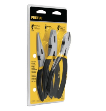 JUEGO DE PINZAS 6" 3 PZAS MOD. JGO-PIN3 REF. 22975 MARCA PRETUL
