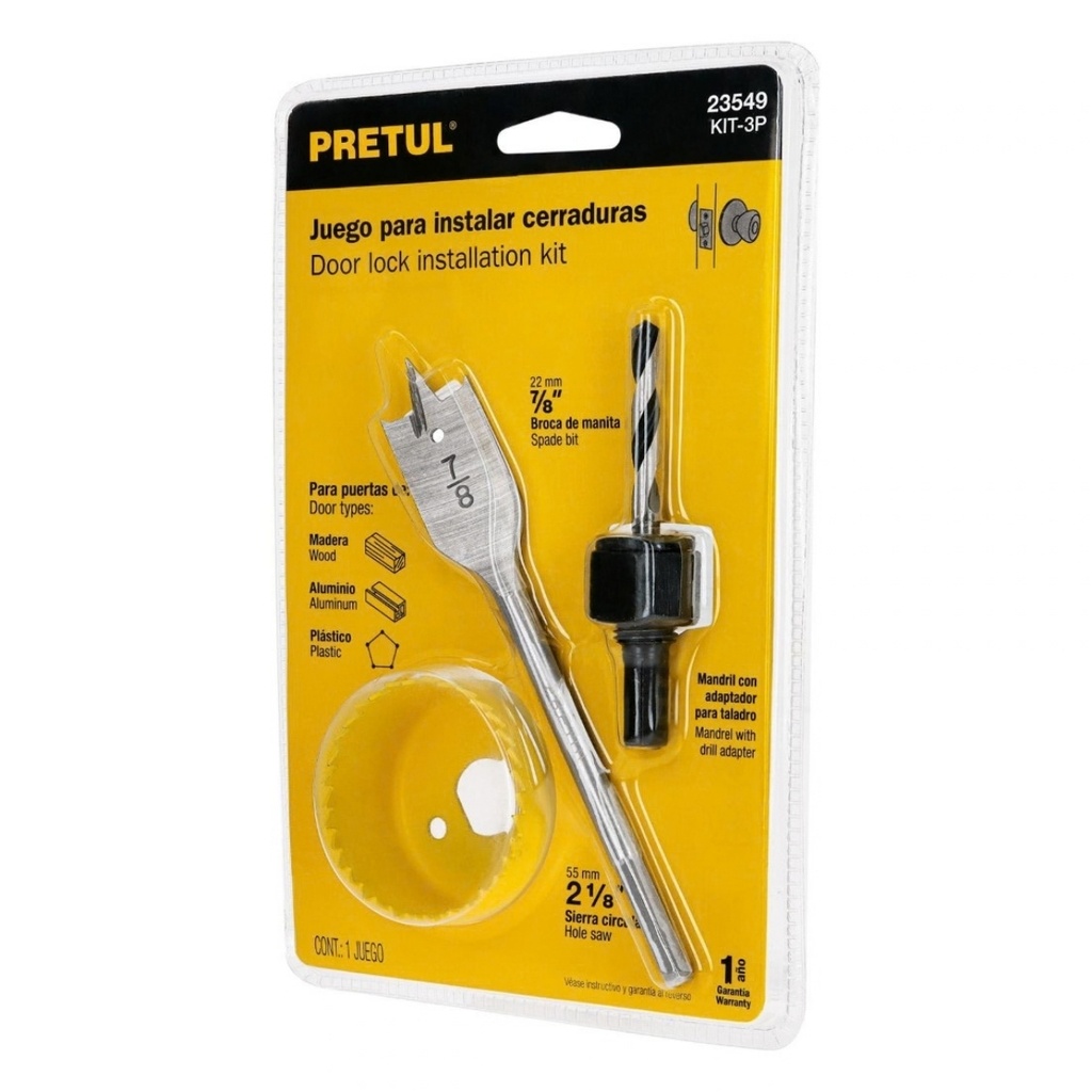 JUEGO DE SIERRA COPA 3 PZAS. PARA MADERA MOD. KIT-3P REF. 23549 MARCA PRETUL