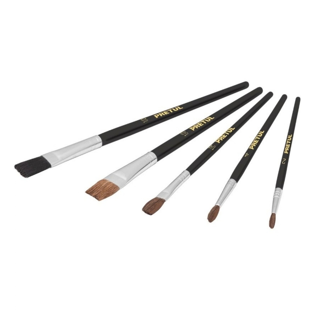 JUEGO DE PINCELES EXTRAFINO 5 PZAS MOD. JPIN-5P REF. 24740 MARCA PRETUL