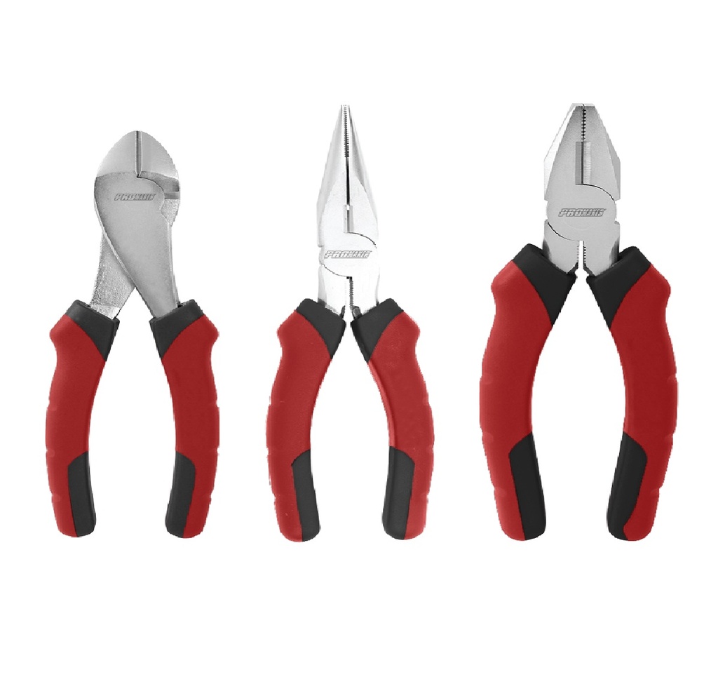 JUEGO DE ALICATES ELECTRICISTA C/ DIAGONAL 3 PZAS REF. PRO-AL502 COD. 466799 MARCA PROMAKER